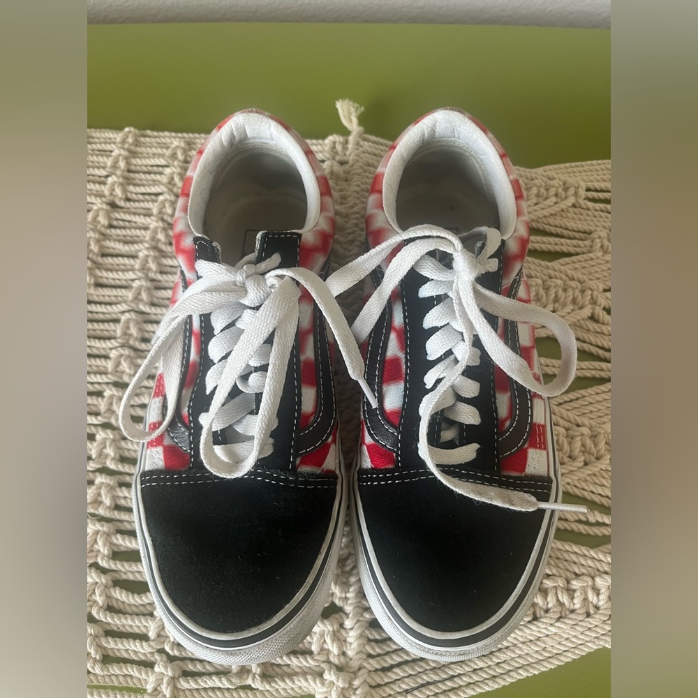 Vans Red and Black Checkerboard Sneakers